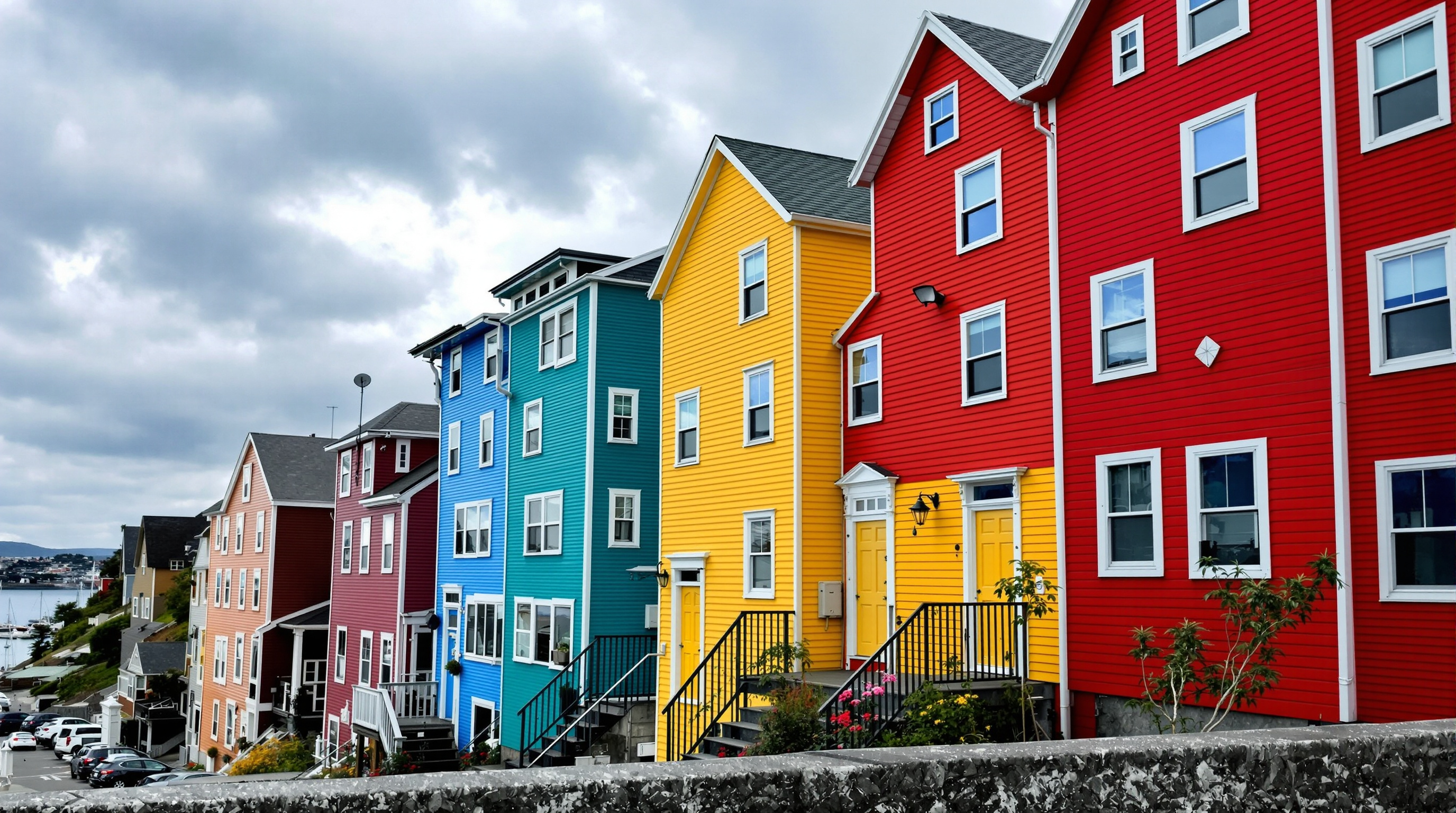 Iconic colorful row houses of St. John's, Newfoundland